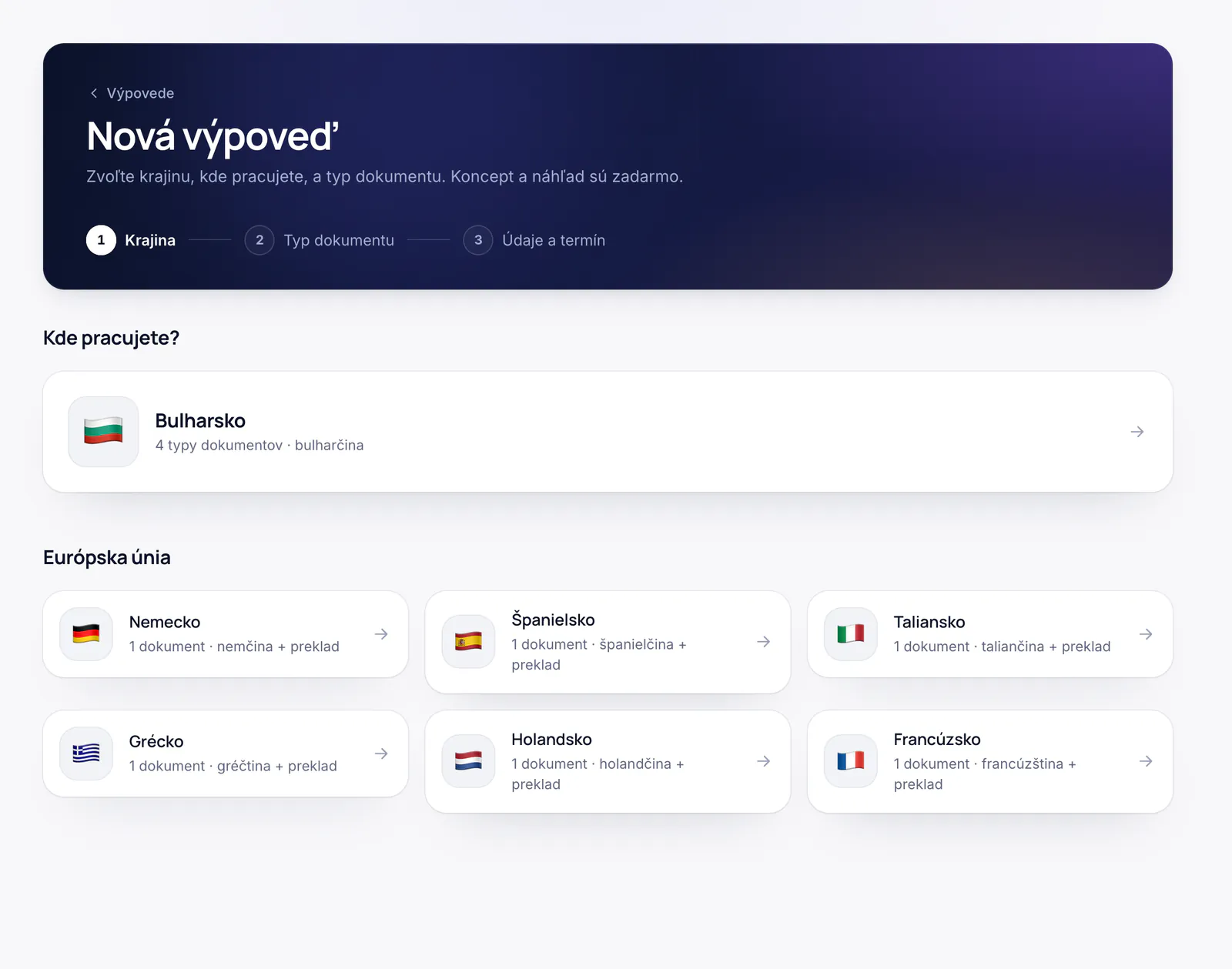 Prvý krok novej výpovede: výber krajiny — Bulharsko, Nemecko, Španielsko, Taliansko, Grécko, Holandsko alebo Francúzsko